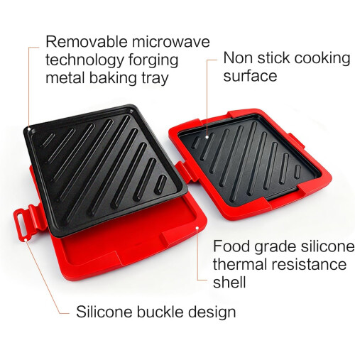 Microwave Sandwich Maker with Fast Heatwave Technology, NonStick, Dishwasher Safe, Red 2