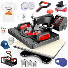 5 in 1 Heat Press Machine 12x15 Inch Swing Away for TShirts Mugs Hats Plates Digital Control