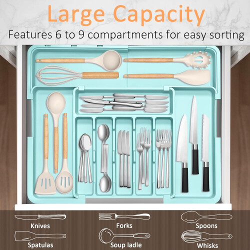 Expandable Silverware Drawer Organizer BPA  Utensil Tray 69 Slots Adjustable for Kitchen 1