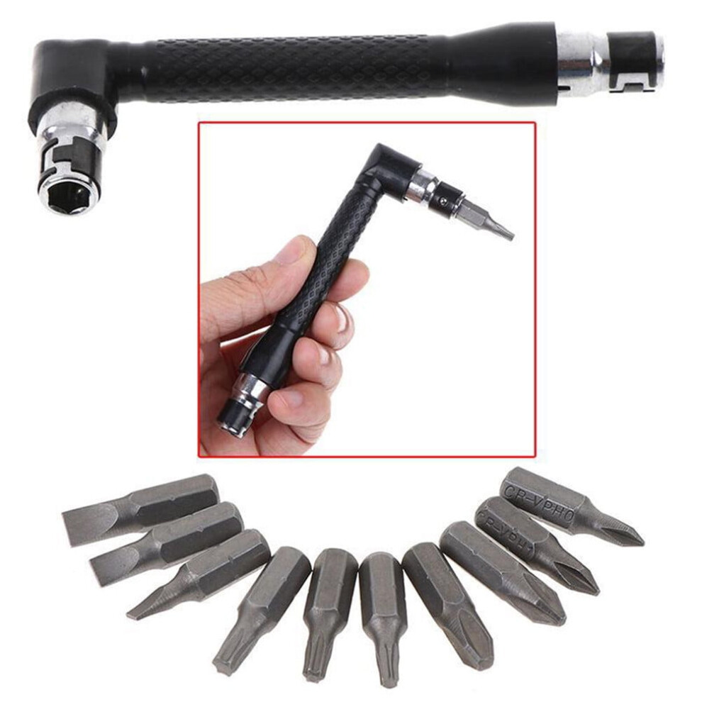 Donemore 10In1 L-Shaped Angle Screwdriver Mini Ratchet Wrench Close Quarters Pocket Screwdriver Set 9389440268494