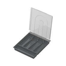 Cutlery Organizer with Lid - Compartmentalized Storage Tray for Drawer or Table Top, Green, Raised Partition Design