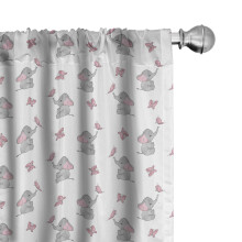 Ambesonne Animal Cartoon Curtains, Butterfly, Pair of 28"x95", Pale Pink White Grey