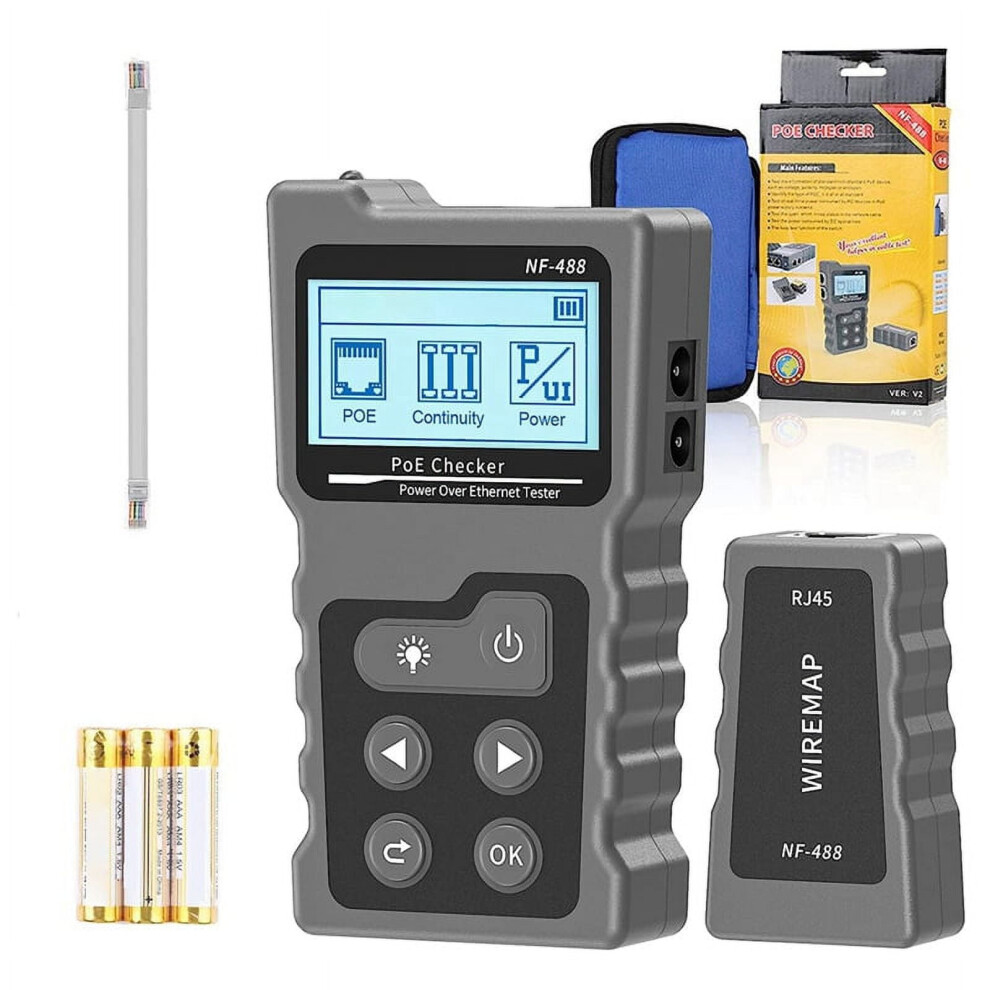 488 Poe Tester Inline Tester For Power Over Ethernet Voltage Power Current Test Rj45 Network Cable Continuity Tester 9389440271036