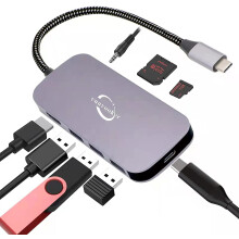 USB C Hub Multiport Adapter, 8in1 Dongle with Audio Jack,4K HDMI,100W PD,TF SD Reader and 3 USB-A 3.0