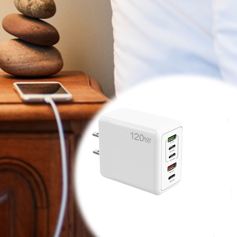 120W Fast Charger With 5 Ports (3Pd+2Usb) Â Compatible With Multiple Devices, Wall Adapter For Fast Charging & Travel 9389440272033