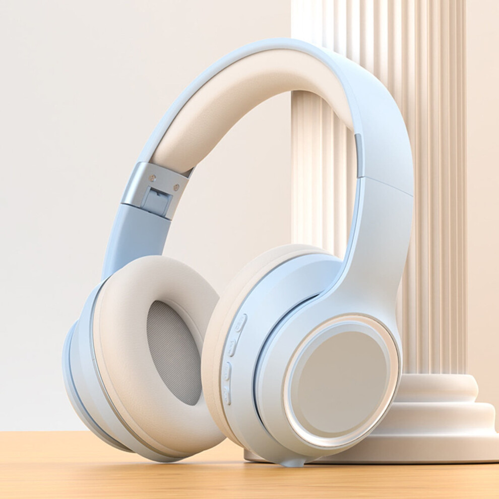Avtoify Bluetooth 5.3 Esports Headset, Low Latency, 20H Playtime, Foldable Lightweight With Mic, Sky Blue 9389440272163
