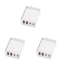 Wanjunnnn USB C Charger Cube 2 Pack Wall Plug Fast Charging Block 4 Port PD+QC Power Adapter Multiport Brick Type C Box
