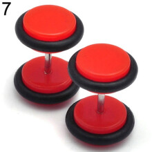 1 Pair Men Women Punk 8mm Dumbbell Style Stud Earrings Piercing Jewelry Charms