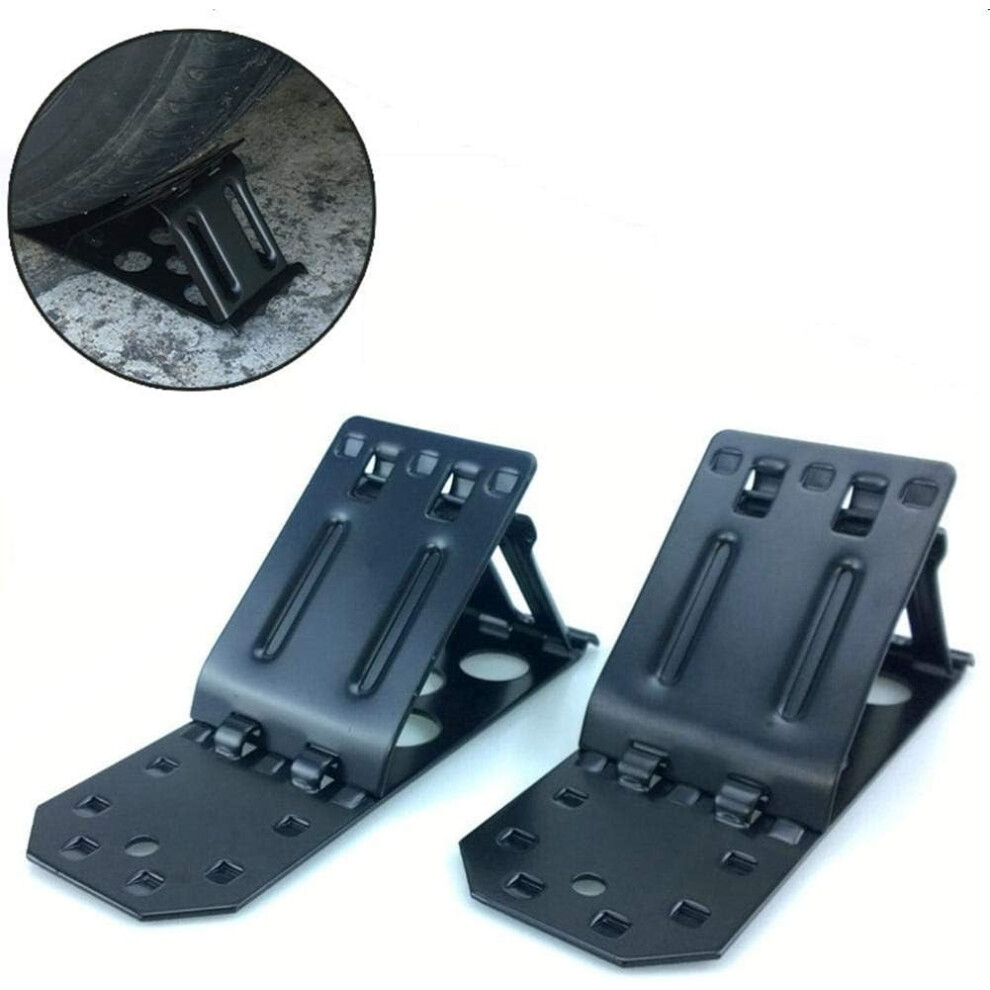 2 Pack Metal Wheel Chocks, Foldable Non-Slip Tire Chocks For Car, Rv, Trailer, Truck, Atv - Compatible With Front And Rear Tires 9389440815391