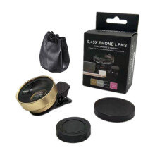 Phone Camera Lens 0.45X Ultra Wide Angle + 12.5X Macro Lens Universal Clip-on Camera Lens for Most Smartphones Gold