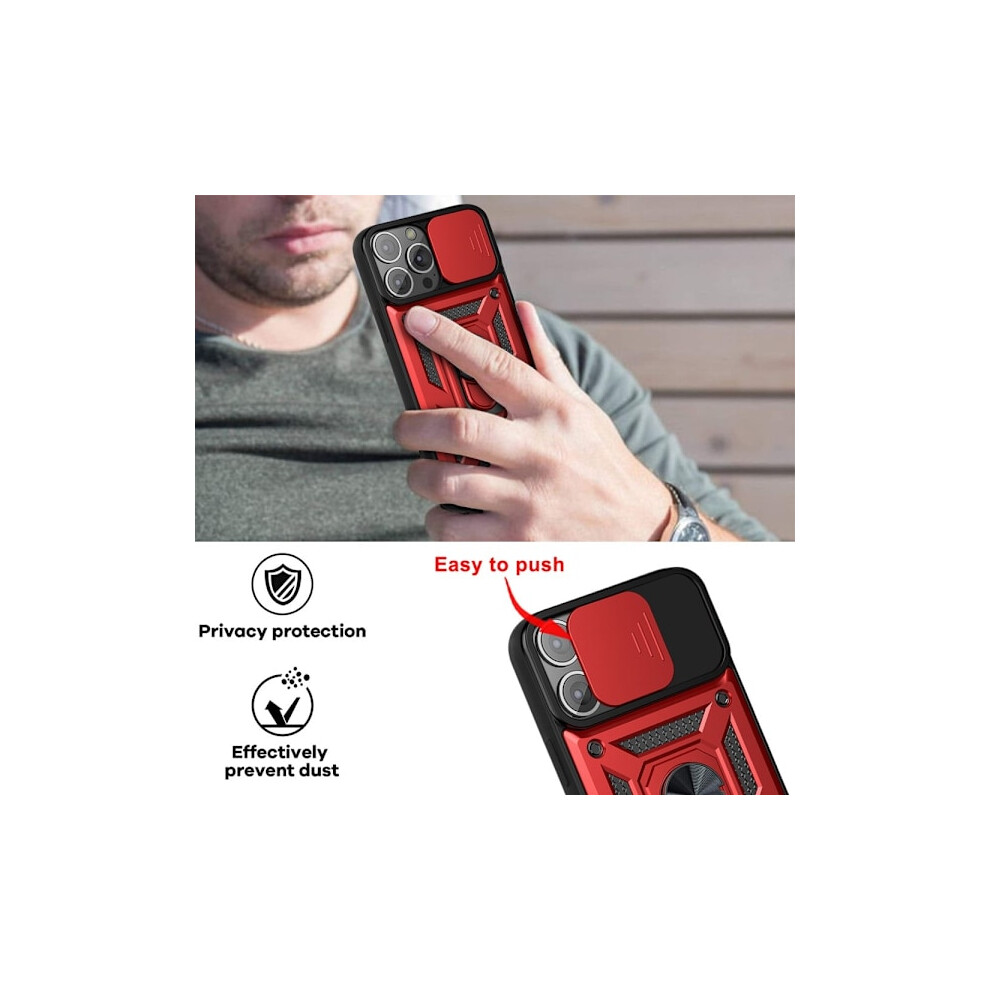 Compatible With Iphone 13 Pro Max - Camshield Armor Hybrid Ring Case - Red 9389440816701