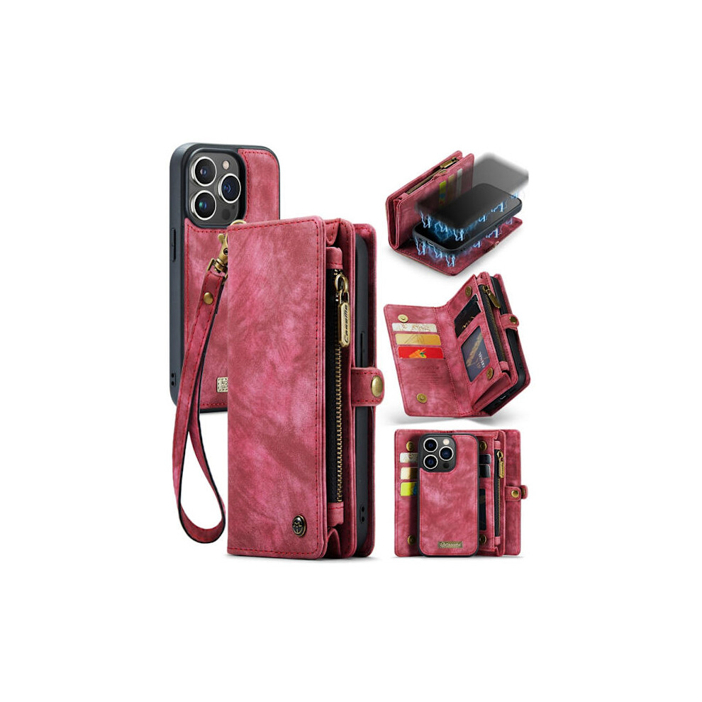 Caseme Multi-Slot 2 In 1 Wallet Case Compatible With Iphone 15 Pro Max Red 9389440816916