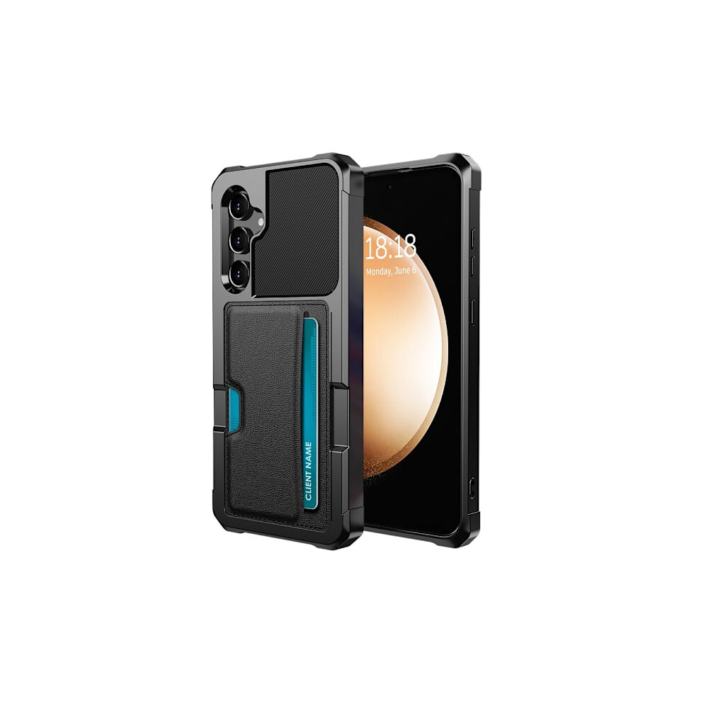 Skalo Compatible With Samsung S24+ Shockproof Leather Card Holder - Black 9389440816961