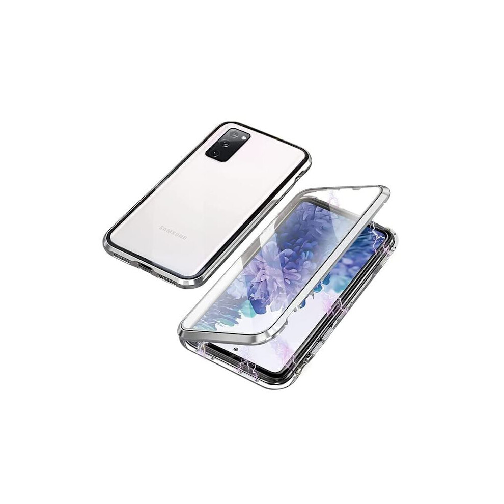 Stylish Double Magnetic Case - Compatible With Samsung Galaxy S20 Fe Silver 9389440816619