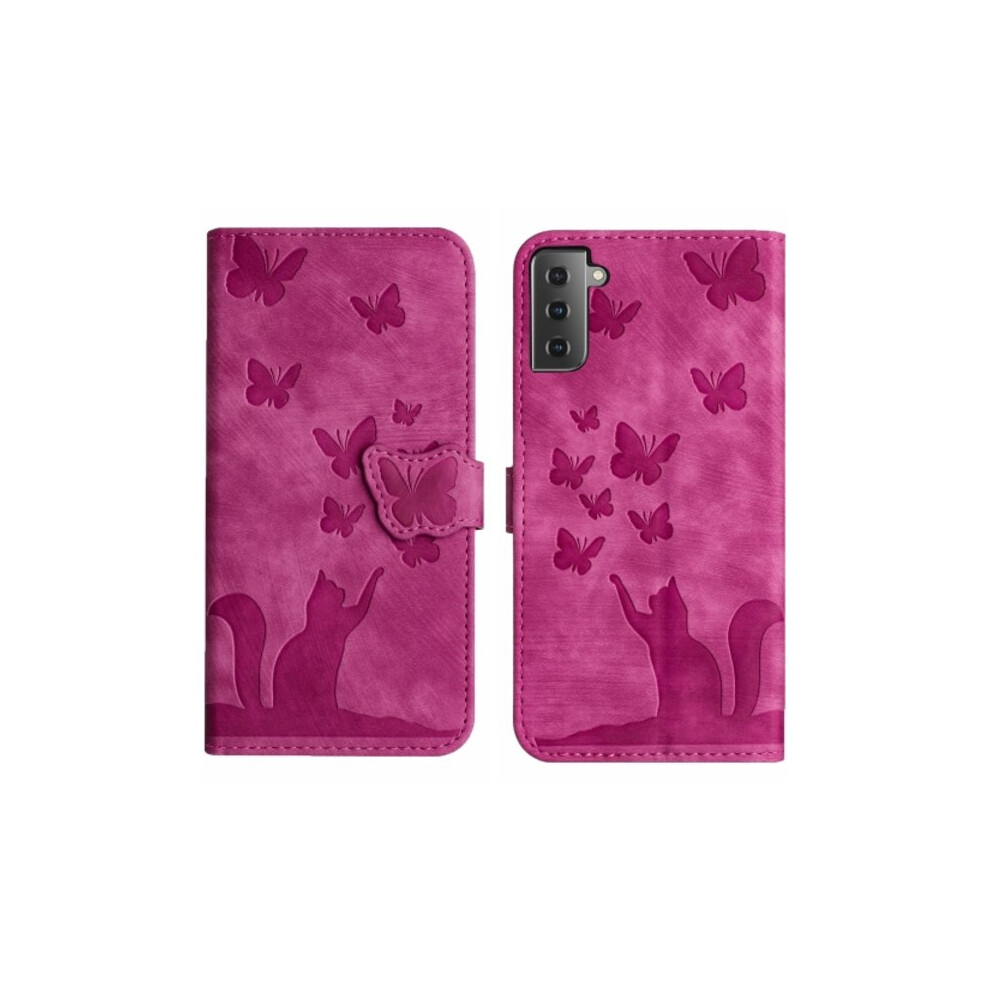 Compatible With Samsung Galaxy S22 5G Case With Embossed Butterfly And Cat Pink 9389440816732