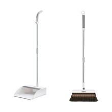 Fnyoxu Household Brooms And Dustpan Kit, 30 Inch Long Handle, Light Weight, 180 Degree Rotation, Vertical Dustpan With Comb Teeth
