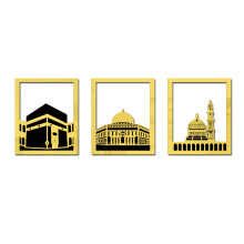 DIY-Bastelschablonen, goldenes Taj Mahal-Symbol für kreative Projekte, islamische Wandkunst, spiegelähnliche Oberfläche erhellt den Raum,