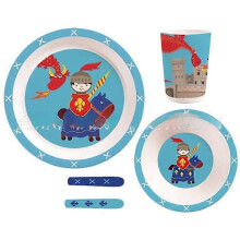 Creative New Bamboo Fiber Children's Dinnerware Set Five Piece Set Preschool Baby Round.Knight Five.piece.set.with.box