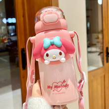 Girl Straw Kettle Crossbody Stainless Steel Kawaii 500ml Sanrio Kuromi Children Thermos Bottle Primary School Student Water Cup