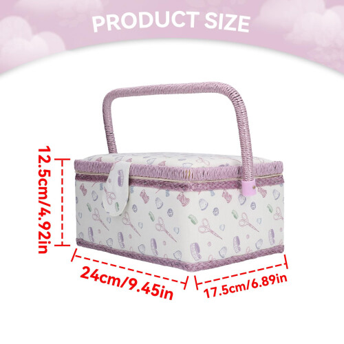Large Capacity Sewing Basket Organizer with Pincushion and Handle for Threads Needles Scissors 1