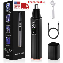 Ear & Nose Hair Trimmer with LCD, USB Rechargeable, IPX7 Waterproof, Lightweight with Dual Edge Blades for Men & Women