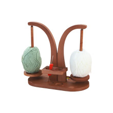 Wooden Yarn Winder with Magnetic Rotating Base and Dual Spindles for Knitting and Crocheting