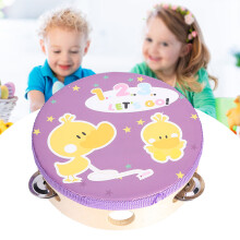 15cm Wooden Hand Tambourine Hand Drum Kids Musical Percussion Instrument Toy