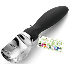 Heavy Duty Ice Cream Scoop with Ergonomic Comfort Grip for Hard Ice Cream and Gelato, Dishwasher Safe