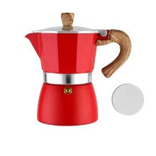 Moka Pot Coffee Maker 6 Cup Stovetop Espresso Maker for Camping Italian Style Red 300ML