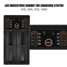 Liitokala Lii-202 USB-Akkuladegerät für 18650/18350/17500, Schwarz