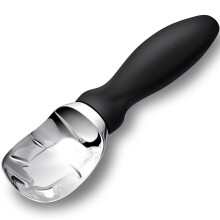 Heavy Duty Stainless Steel Ice Cream Scoop with Ergonomic Soft Grip for Hard Gelato and Sorbet, Black
