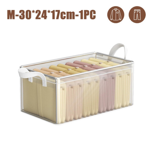 Clear Wardrobe Storage Box Set of 4 Foldable Space Saving Transparent PVC Clothes Organizer 1