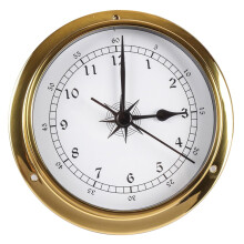 Hanging Weather Station with Tide Clock, 4.5In Brass Wall Clock, Thermometer Hygrometer Barometer Kit for Boat Yacht Sailing