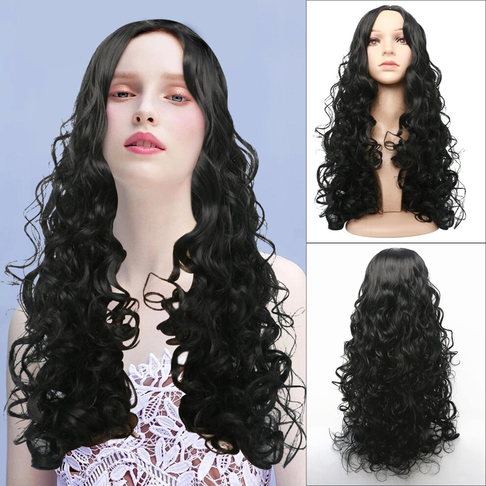Wigs for Women Black Medium Parted Small Curly Hair Texture Curly Long Curly Small Wig Wigs Human Hair