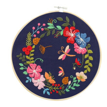 YiFudd Full Range of Embroidery Stitch Stamped Embroidery Cloth with Floral Kit
