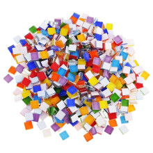 100PCS Mixed Assorted Color Square Glass Mosaic Tiles DIY Hand Crafts Art Set UK