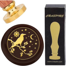 Crow on Branch Wax Seal Stamp 25mm Removable Brass Head, Rosewood Handle for DIY, Scrapbooking, Invitations - Compatible with Wax Sealing Kits