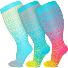 3 Pairs Plus Size Compression Socks for Women Men Wide Calf 20-30 mmHg Extra Large for Circulation Support Recovery,5XL