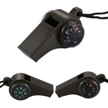 2-pack - 3-in-1 whistle with compass & thermometer - Survival Black