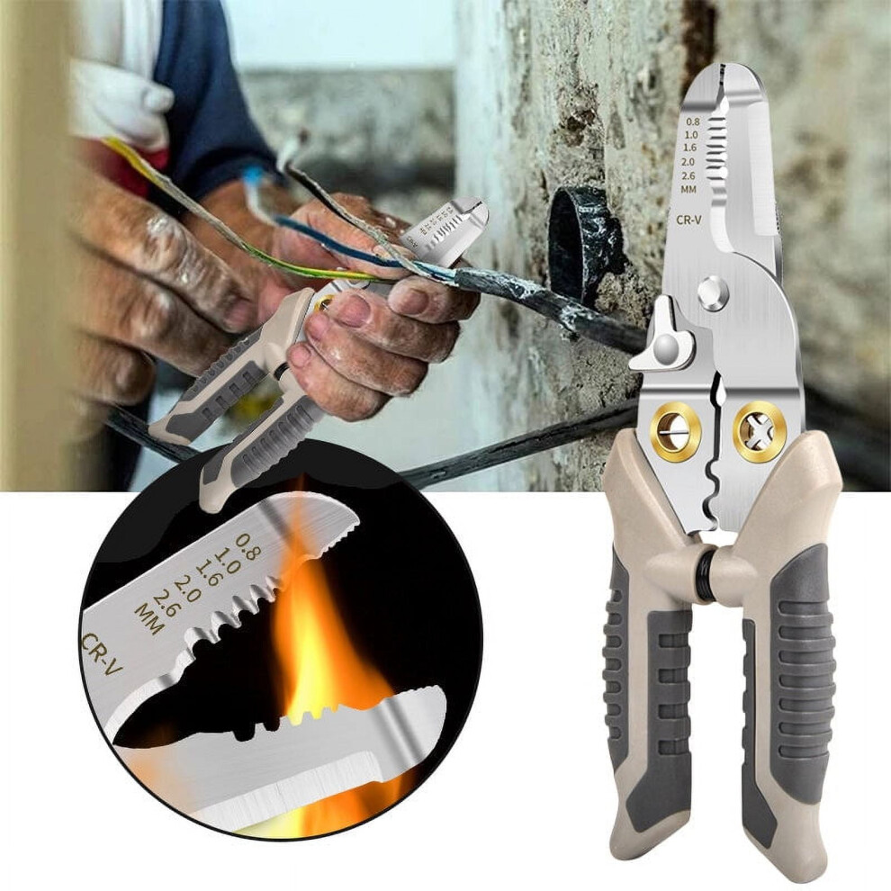 Viflosae Multifunctional Wire Stripper, Stainless Steel Pliers For Cutting, Pressing & Fiber Branching - Black&Friday Deal 9389440277892