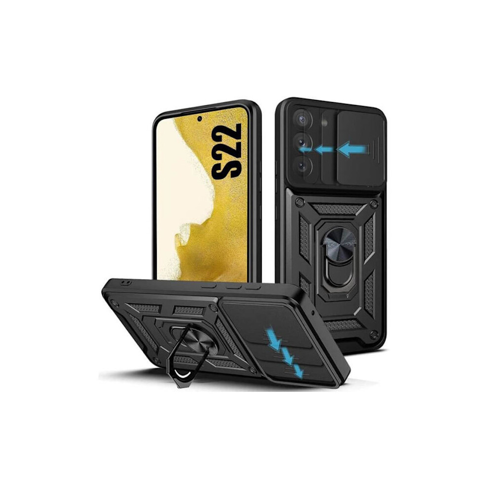 Protective Case - Compatible With Samsung - Galaxy S22 - Shockproof - 360 Swivel Stand Black 9389440278011