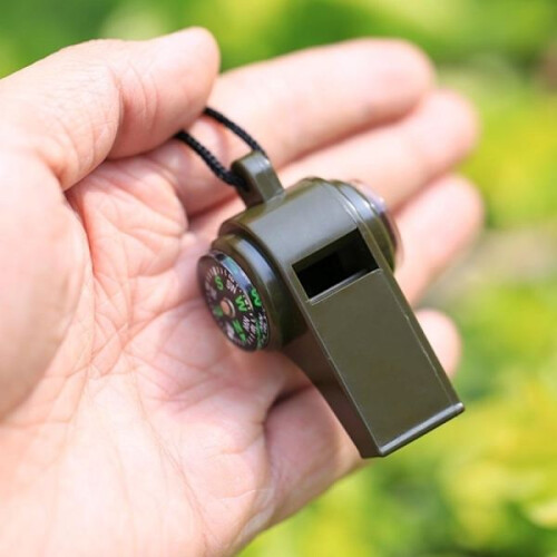 2-pack - 3-in-1 whistle with compass & thermometer - Survival Black 1