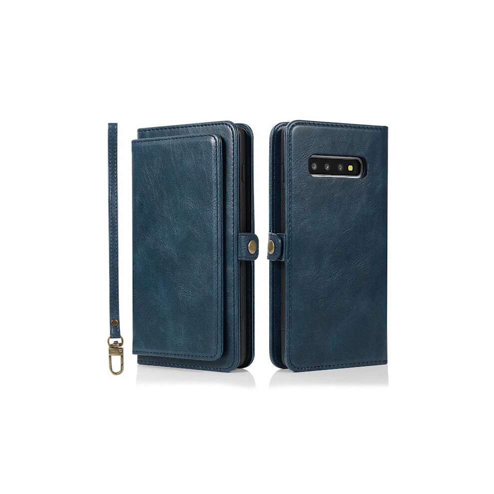 Stylish Double Wallet Case - Compatible With Samsung Galaxy S10 Dark Blue 9389440278400