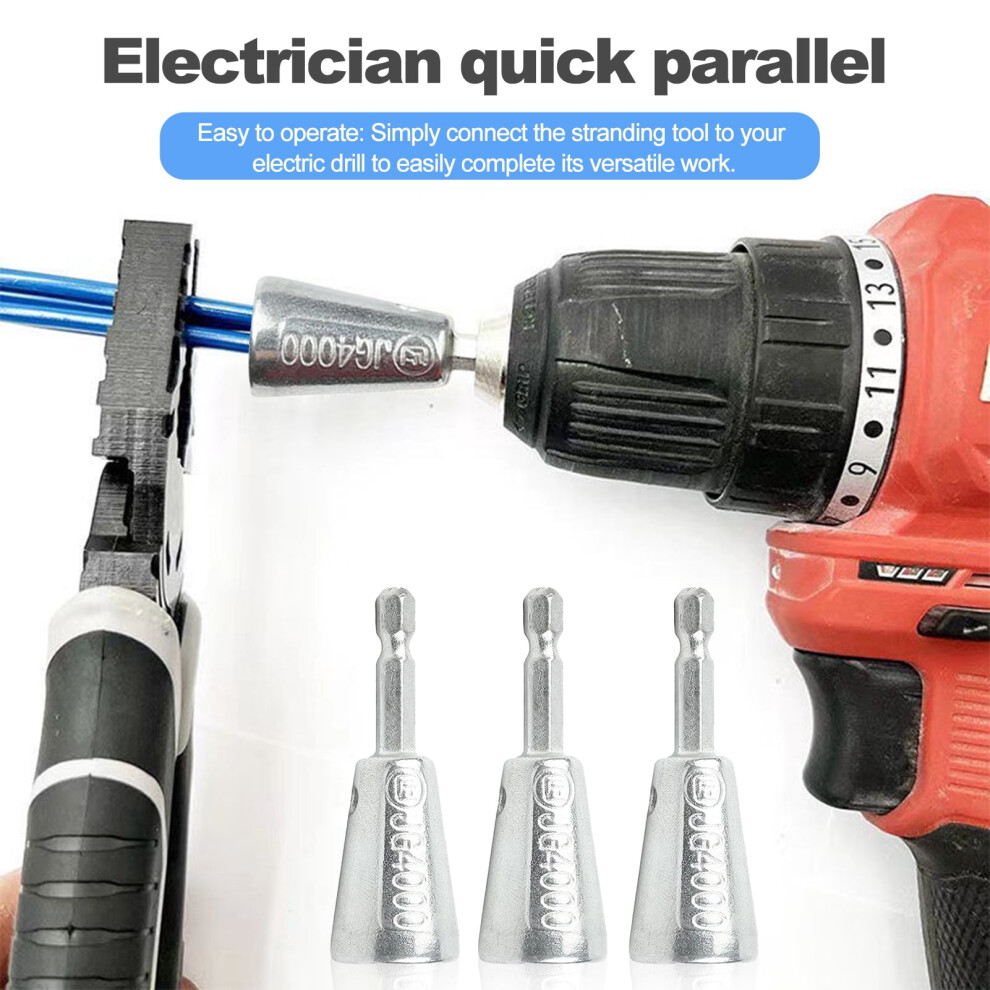 Hadanceo Wire Twisting Stripping Tool 1/4 Inch Hex Shank Cable Wire Stripper Twister Wire Nut Twister Spin Twist Wire Connector Socket 9389440277878
