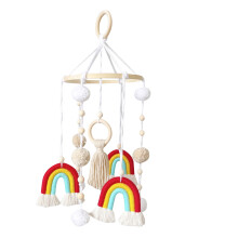 Rainbow Wall-Hung Baby Crib Mobile, 7.8x19.2 Inch, Detachable Crochet Design for Nursery Decoration, Compatible with Infant Beds