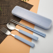 Lmueinov 3pcs/set Spoon Fork Chopsticks Stainless Steel Travel Cutlery Tableware Box Kitchen Savings
