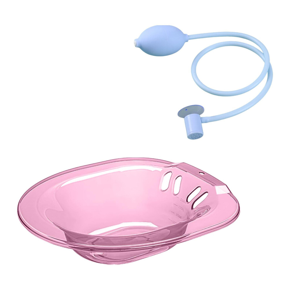 Folding Toilet Sitz Bath 2000Ml With Flusher, Hip Basin Bidet, Compatible With Most Toilets, Women Adults Pink