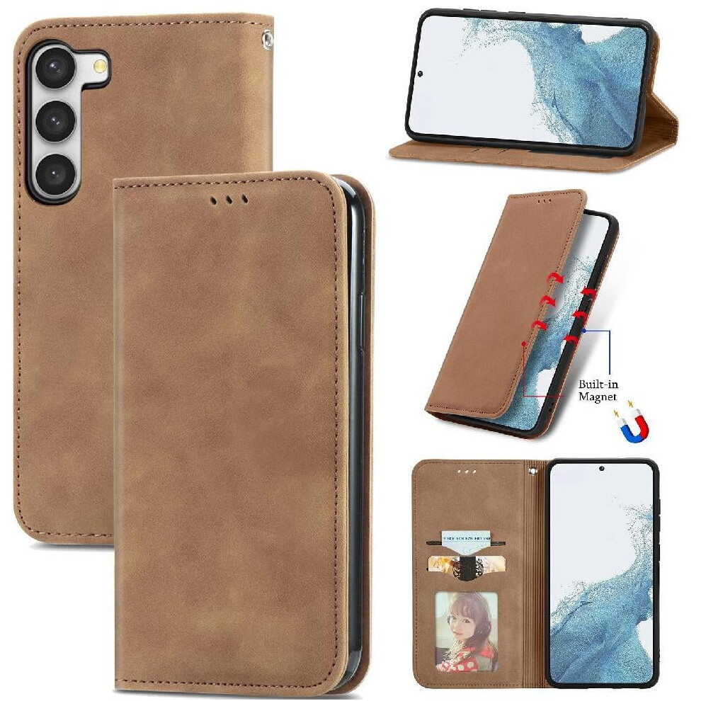 Case For Compatible With Samsung S23 Simple Business Leather Case Flip Cover Shockproof Wallet 9389440822832