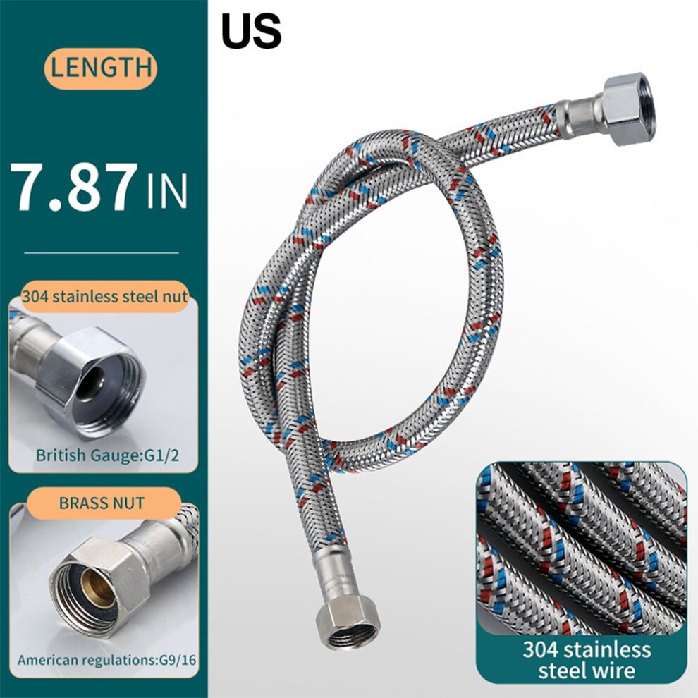 7.87Inch Stainless Steel Flexible Sanitary Pipe Cold Hot Mixer Faucet Hose 9389440824805
