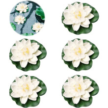 (White) 5pcs floating water lilies artificial water lily foam lotus